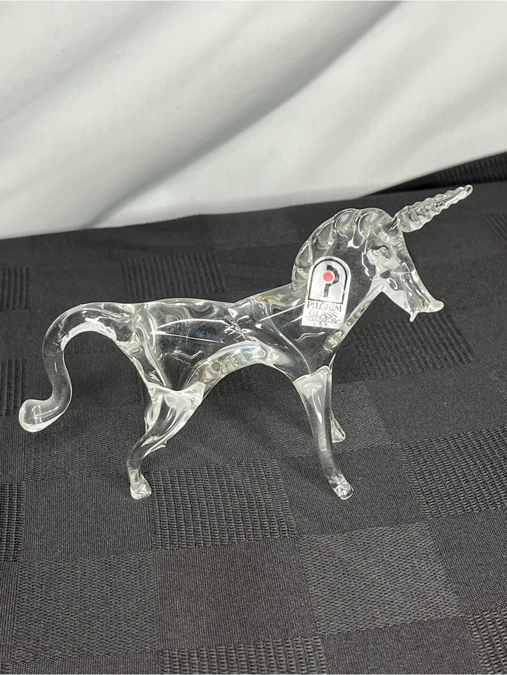 Vintage Pilgrim Glass Clear Crystal Unicorn Made in USA. 4" Tall